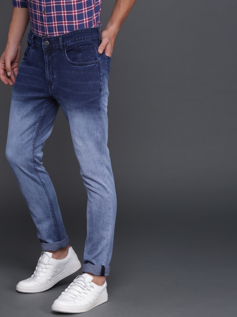 

WROGN Men Blue Slim Fit Mid-Rise Clean Look Ombre Stretchable Jeans