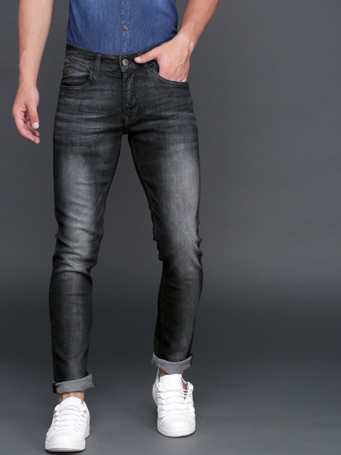 

WROGN Men Charcoal Grey Slim Fit Mid-Rise Clean Look Stretchable Jeans