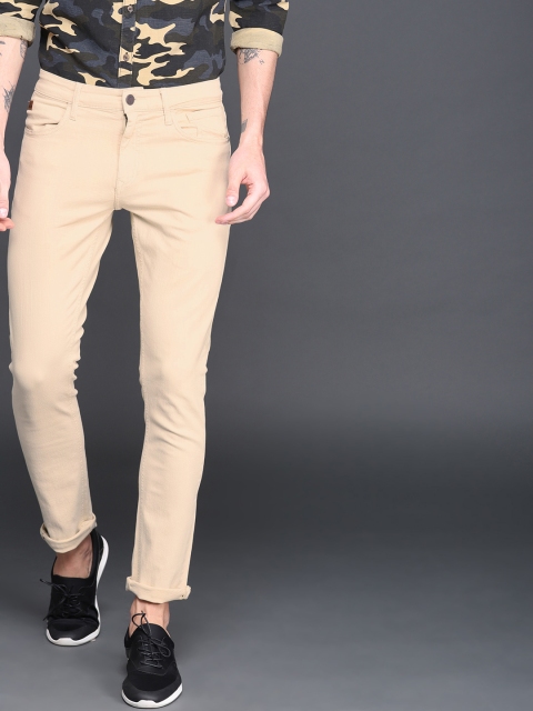 

WROGN Men Beige Regular Fit Mid-Rise Clean Look Stretchable Jeans
