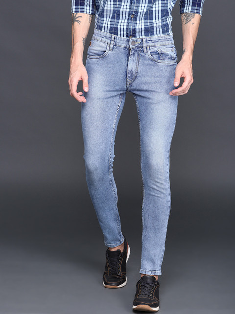 

WROGN Men Blue Skinny Fit Mid-Rise Clean Look Jeans