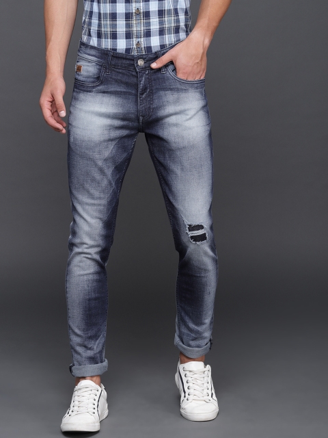 

WROGN Men Blue Slim Fit Mid-Rise Mildly Distressed Stretchable Jeans