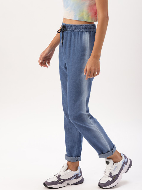 

DressBerry Women Blue Slim Fit Faded Chambray Regular Trousers