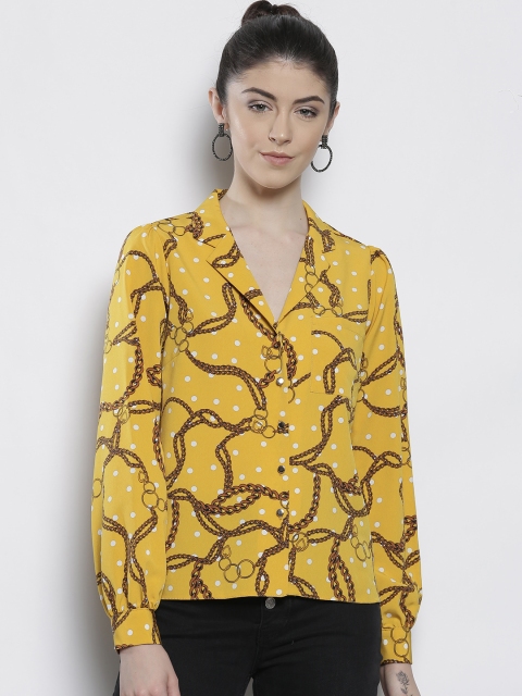 

DOROTHY PERKINS Women Mustard Yellow Printed Casual Shirt