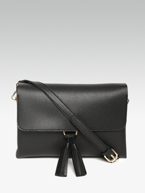 

DOROTHY PERKINS Black Solid Sling Bag with Tasselled Detail