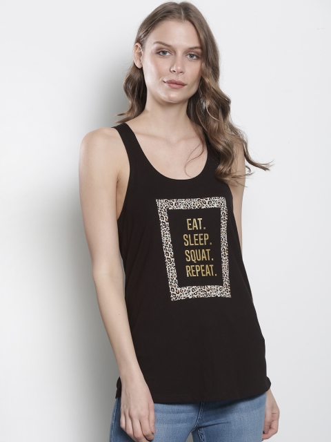 

DOROTHY PERKINS Women Black Printed Knitted Tank Top