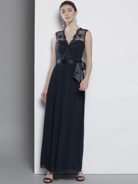 

DOROTHY PERKINS Women Navy Solid Embellished Maxi Dress, Navy blue