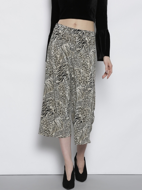 

DOROTHY PERKINS Women Grey & Black Printed Accordion Pleats Culottes