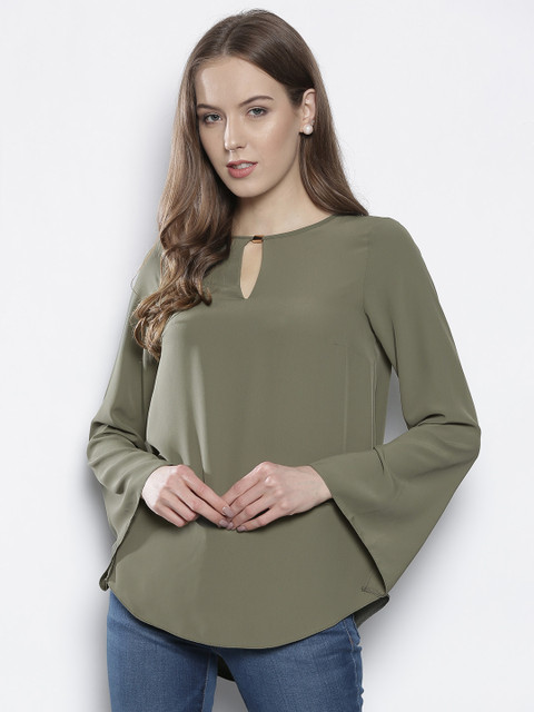 

DOROTHY PERKINS Women Olive Green Solid Top