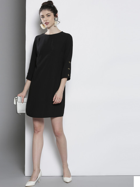 

DOROTHY PERKINS Women Black Solid A-Line Dress