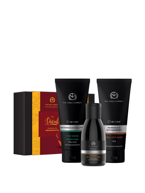 

THE MAN COMPANY Men Charcoal Cleansers Trio Grooming Kit, Black