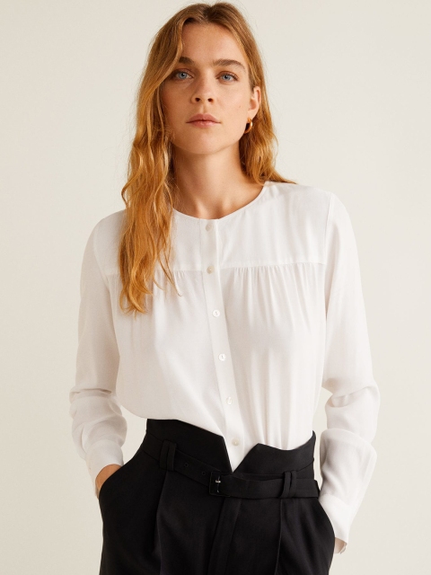 

MANGO Women White Solid Top