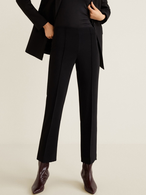 

MANGO Women Black Regular Fit Solid Trousers