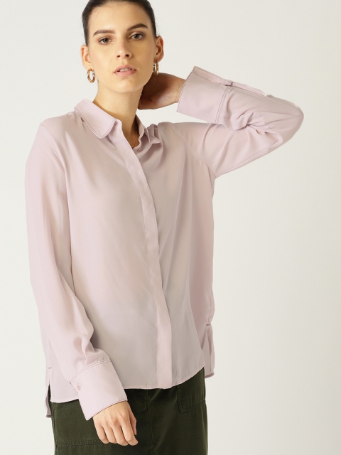 

MANGO Women Lavender Regular Fit Solid Casual Shirt
