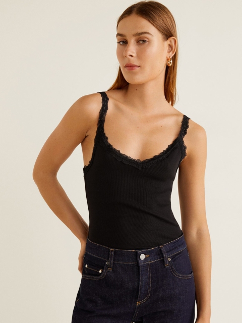 

MANGO Women Black Solid Top