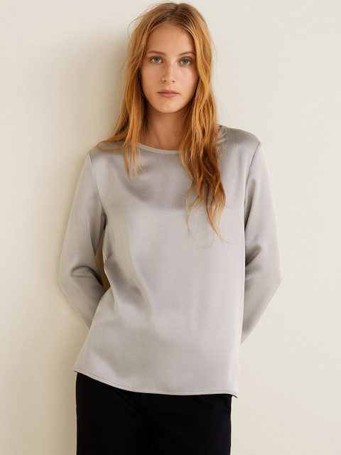 

MANGO Women Grey Solid Top