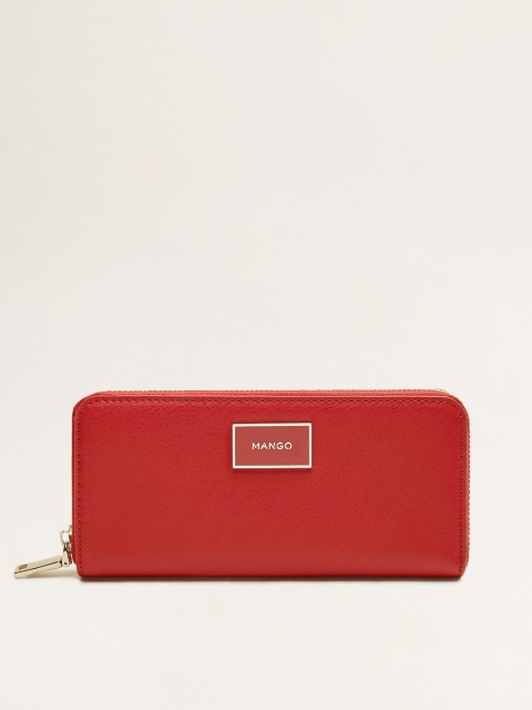 

MANGO Women Red Solid Zip Around Wallet