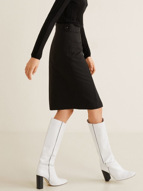 

MANGO Women Black Solid Straight Skirt