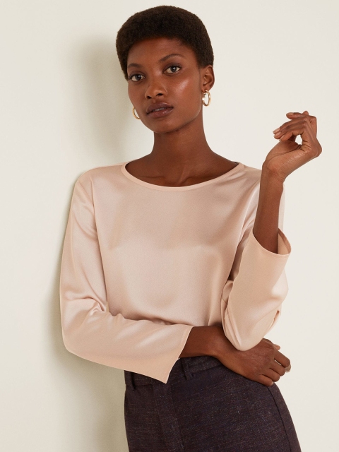 

MANGO Women Beige Solid Top
