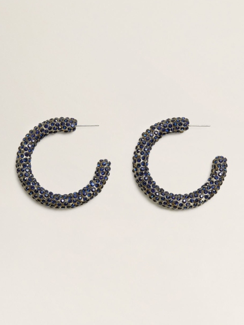 

MANGO Navy Blue & Gunmetal-Toned Circular Half Hoop Earrings