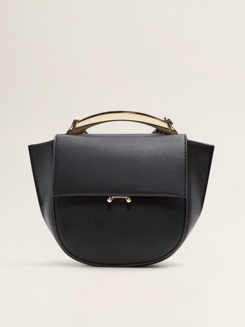 

MANGO Black Solid Satchel