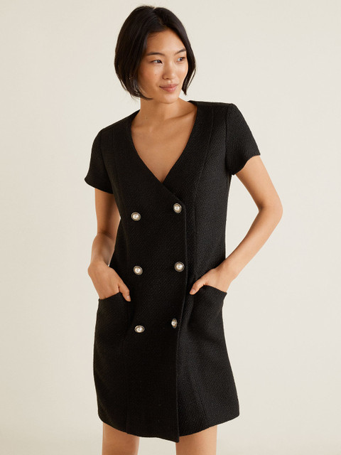 

MANGO Women Black Solid Wrap Dress