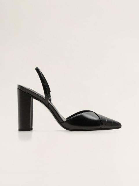 

MANGO Women Black Croc Textured Pumps