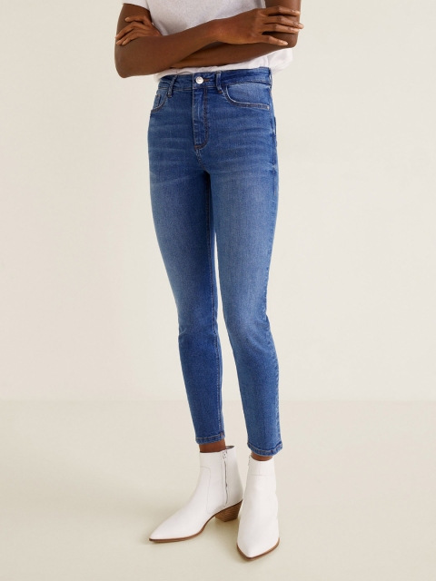 

MANGO Women Blue Skinny Fit Mid-Rise Clean Look Stretchable Jeans