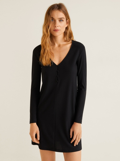 

MANGO Women Black Solid A-Line Dress