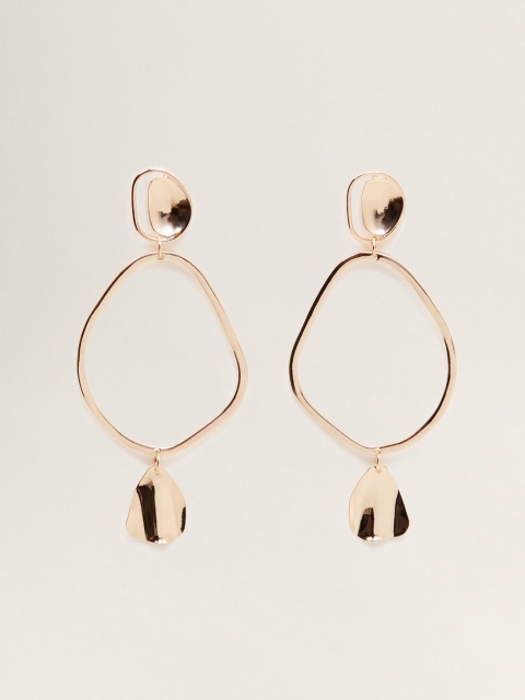

MANGO Gold-Toned Oval Drop Earrings