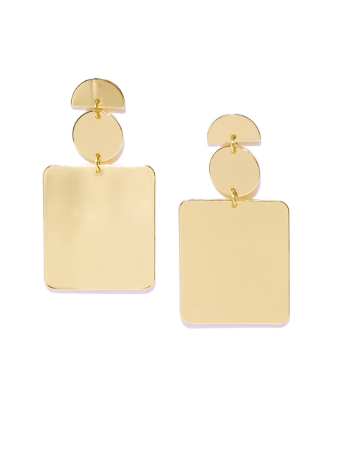 

MANGO Gold-Toned Square Shaped Drop Earrings