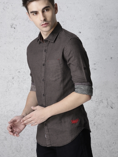 

Ecko Unltd Men Charcoal Grey Slim Fit Printed Casual Shirt
