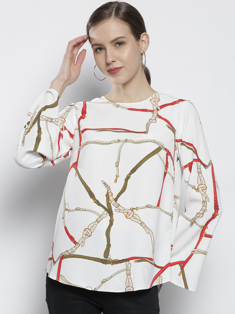 

DOROTHY PERKINS Women White & Red Printed Top