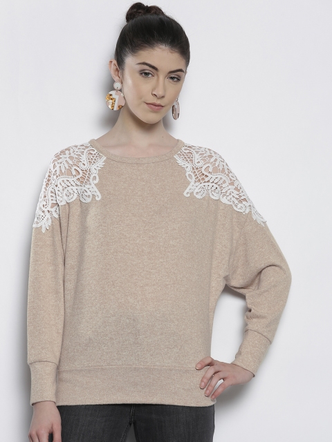 

DOROTHY PERKINS Women Petite Beige Solid Sweatshirt