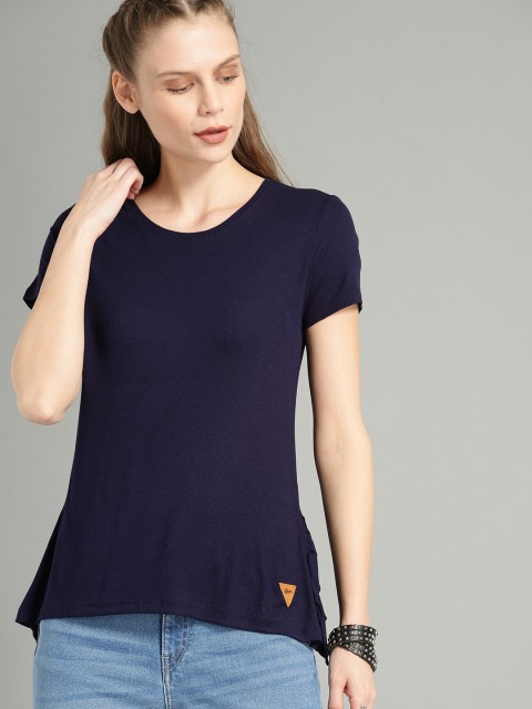 

Roadster Women Navy Blue Solid T-Shirt