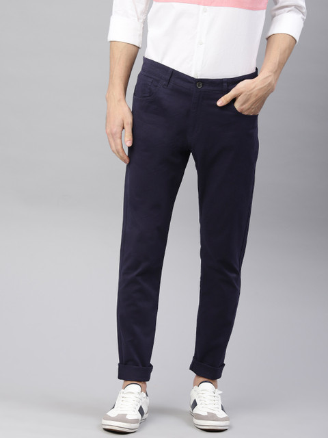 

French Connection Men Navy Blue Slim Fit Solid Chinos