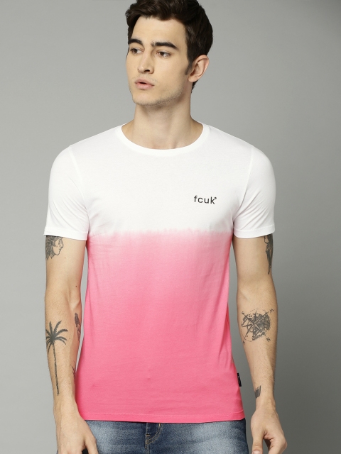 

French Connection Men White Dyed Round Neck T-shirt