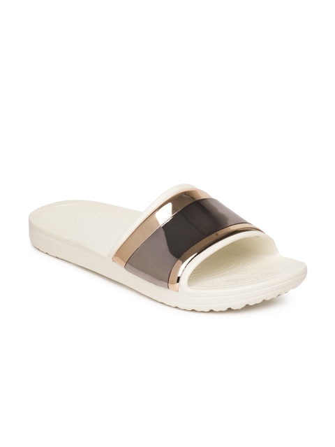 

Crocs Women Gold-Toned & Silver-Toned Colourblocked Sliders
