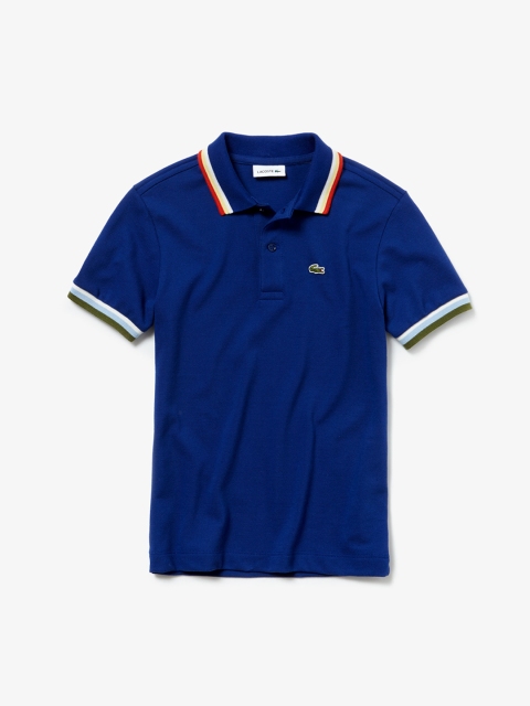 

Lacoste Boys Blue Striped Polo Collar T-shirt