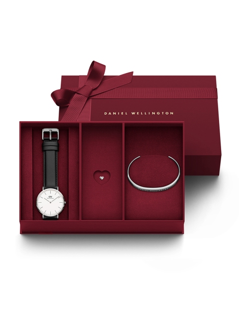 

Daniel Wellington Men White & Silver-Toned Set Of 3 Leather Watch Gift Set DW00500329