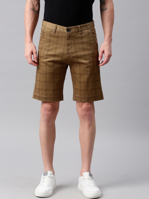 

French Connection Men Brown Checked Shorts