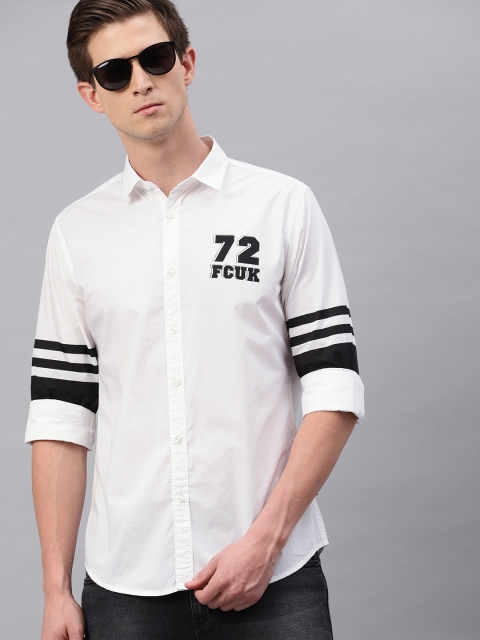 

French Connection Men White Regular Fit Solid Casual Shirt