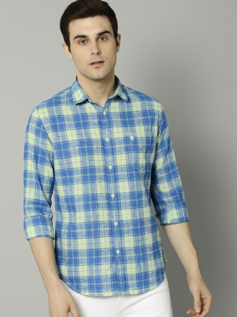 

French Connection Men Green & Blue Checked Casual Shirt