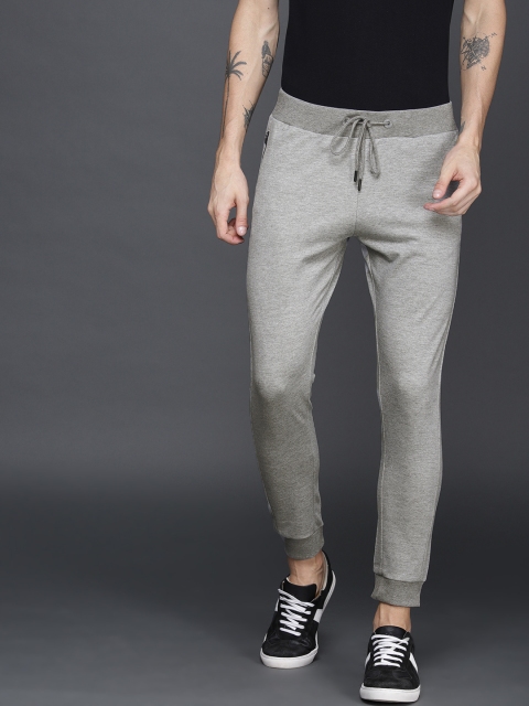 

WROGN Men Grey Melange Solid Joggers