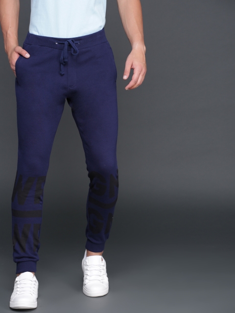 

WROGN Men Navy Blue Printed Joggers