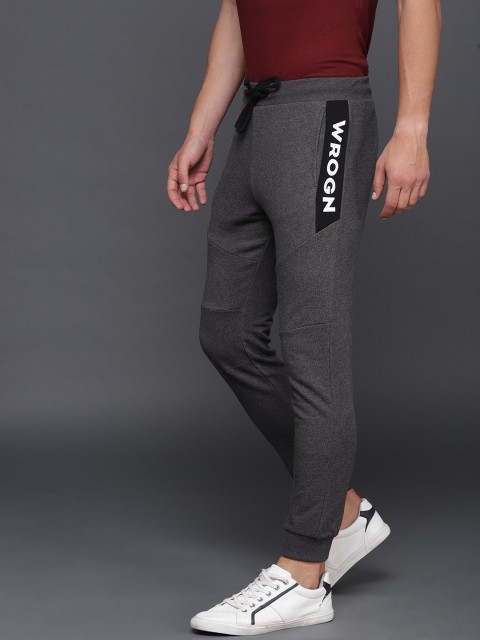 

WROGN Men Charcoal Grey Solid Straight Fit Joggers