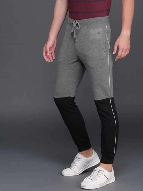 

WROGN Men Grey & Black Colourblocked Joggers