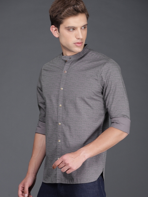 

WROGN Men Grey Slim Fit Printed Casual Shirt