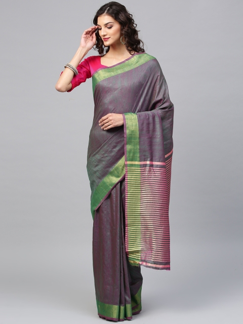 

Saree mall Green & Purple Dual-Toned Banarasi Saree