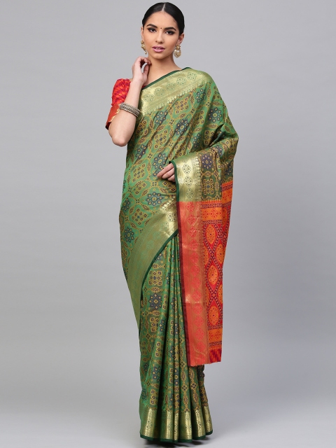 

Saree mall Green & Blue Woven Design Banarasi Saree