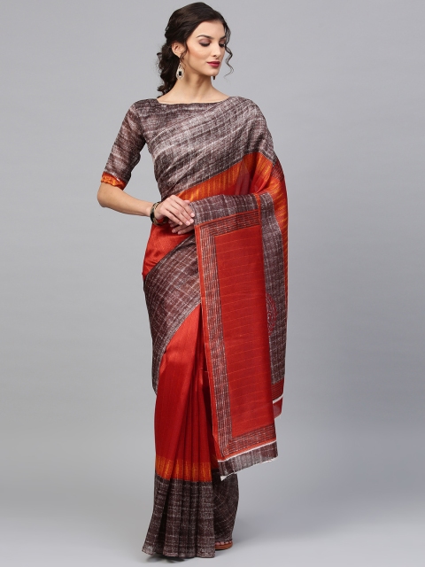 

Saree mall Rust Orange & Brown Patterned Bhagalpuri Saree